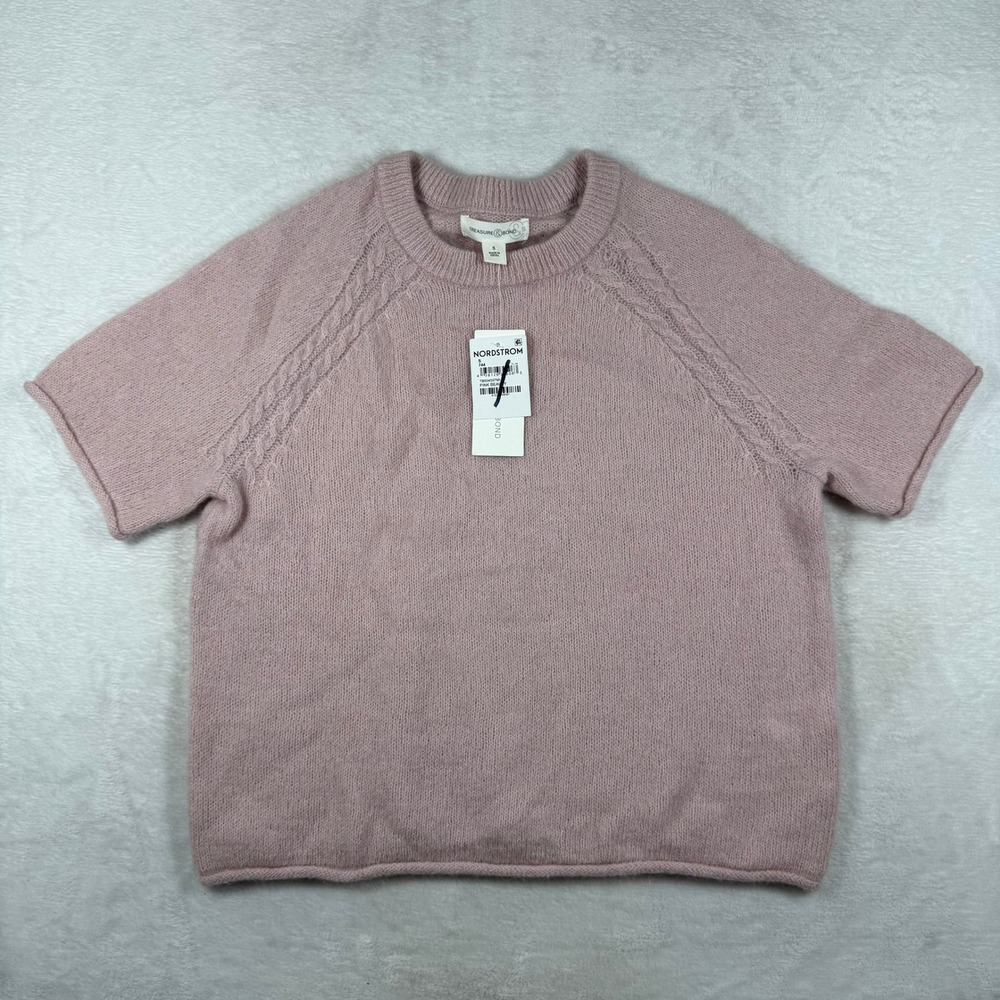 Treasure & Bond Womens Pink Beauty Alpaca Wool Short Sleeve Sweater TB504597MI S